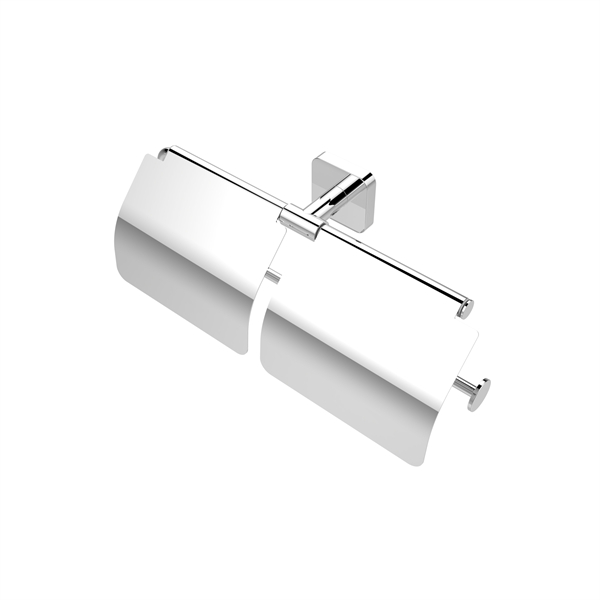 Double toilet paper holder with cover